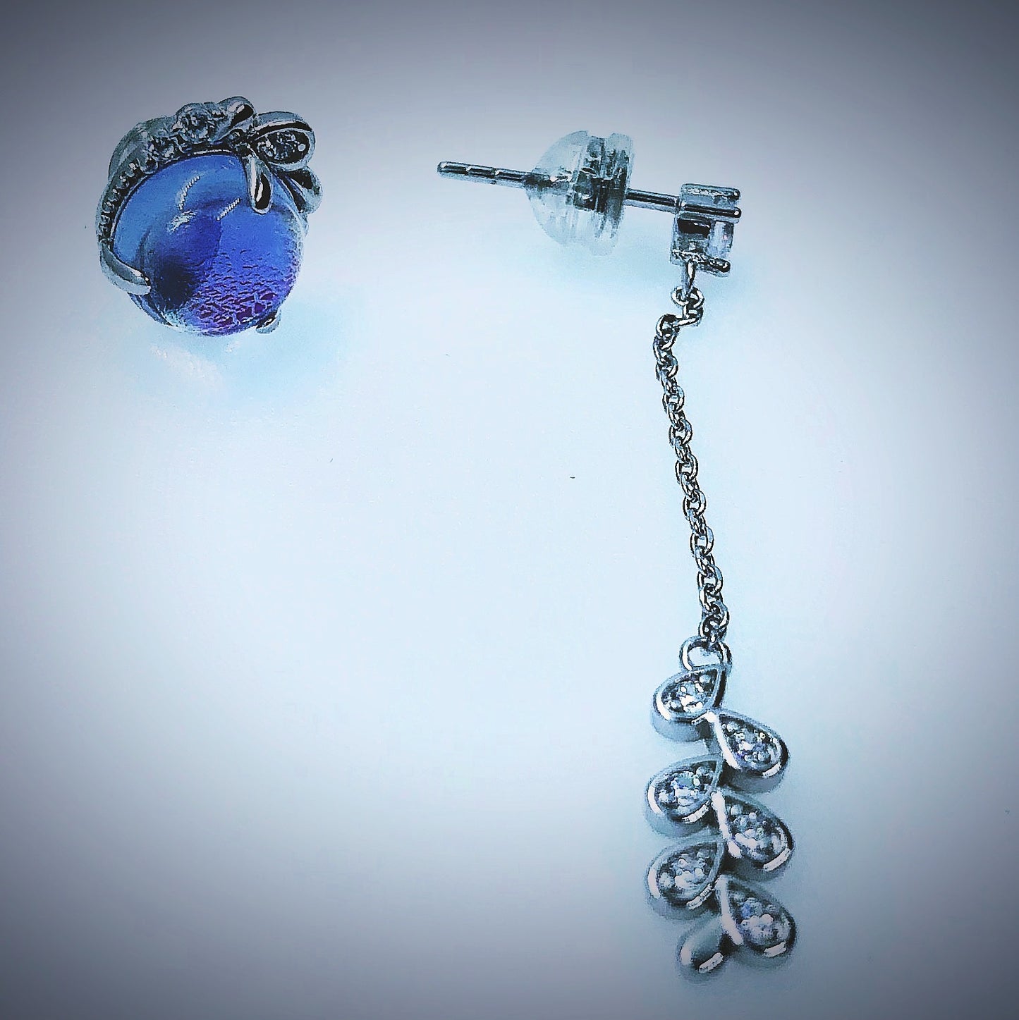 Asymmetric Earrings Ball Stud and Dangle Sterling Silver 925