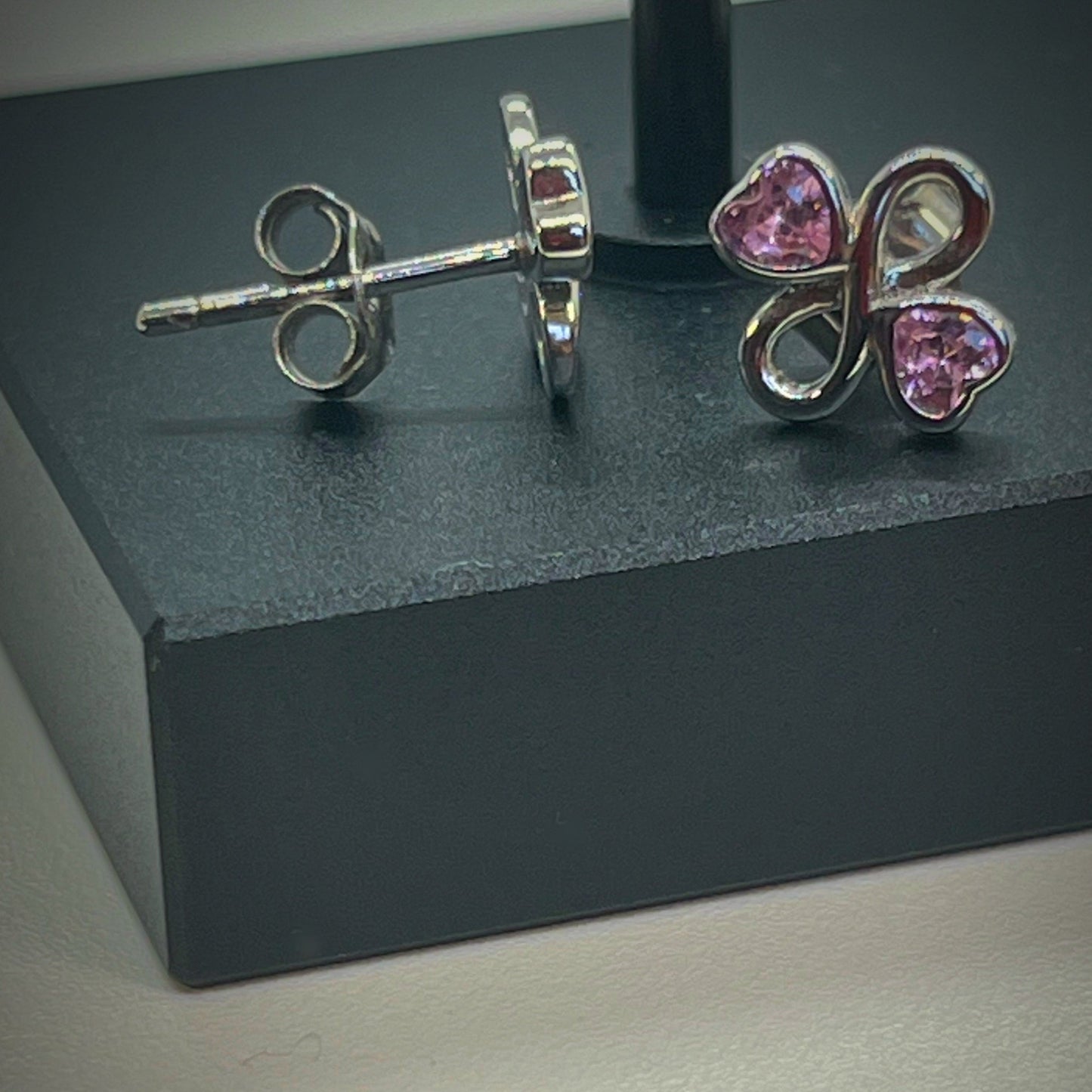 Pink Infinity Stud Earrings Sterling Silver 925