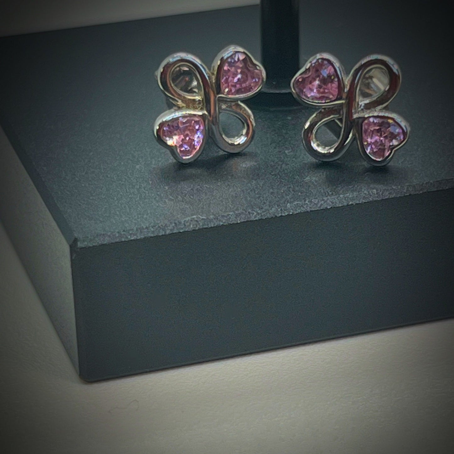 Pink Infinity Stud Earrings Sterling Silver 925