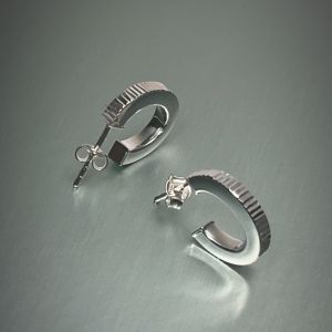 Diamond Cut Sterling Silver Hoop Earrings 