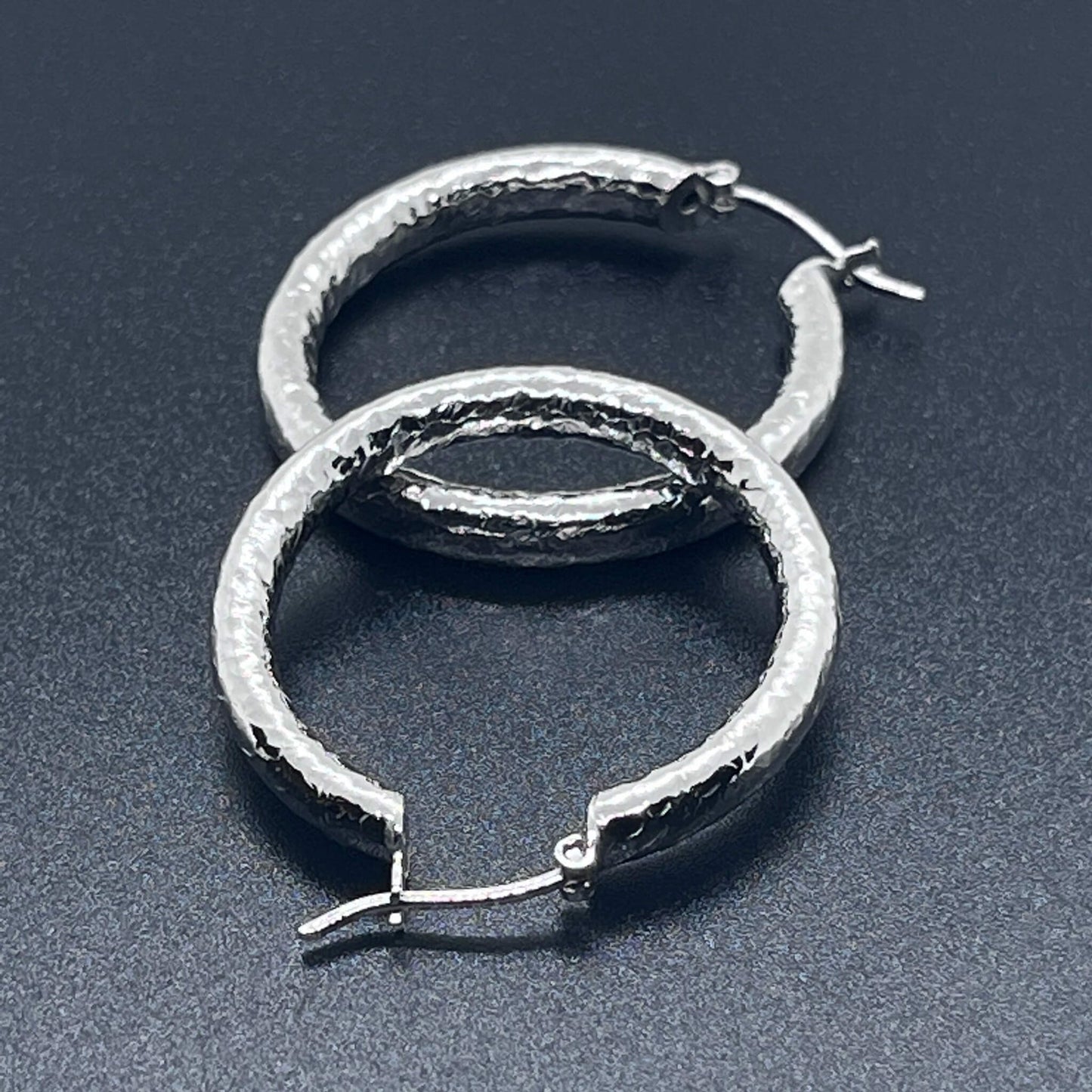 Hammered Sterling Silver Creole Hoop Earrings