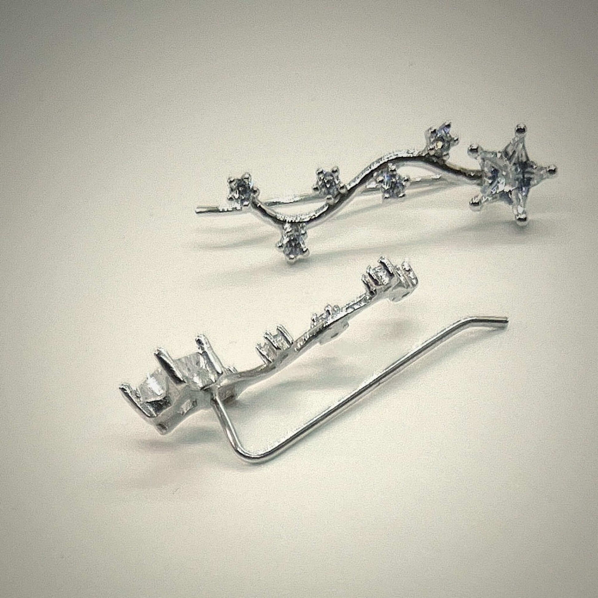 Sterling Silver 925 Star Ear Climber Earrings 