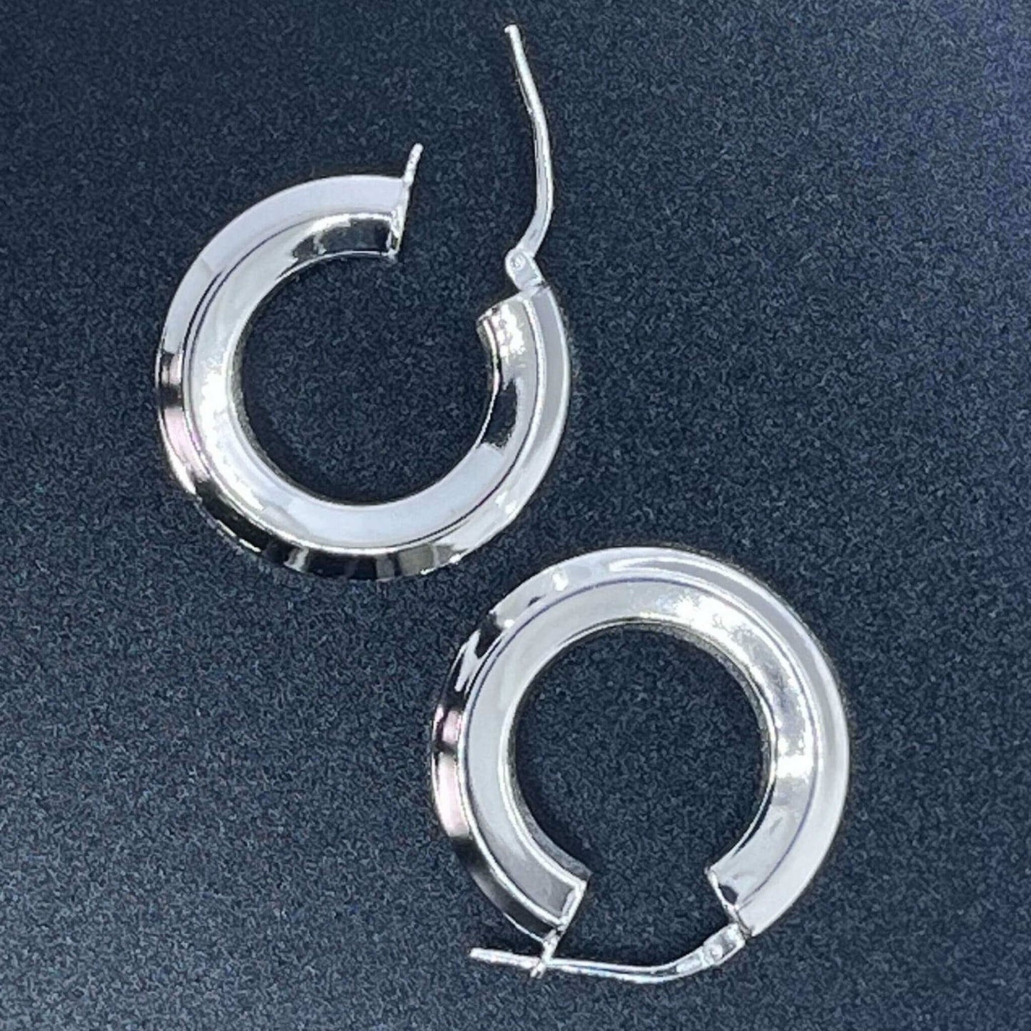 Hexagonal Chunky Sterling Silver Hoop Earrings