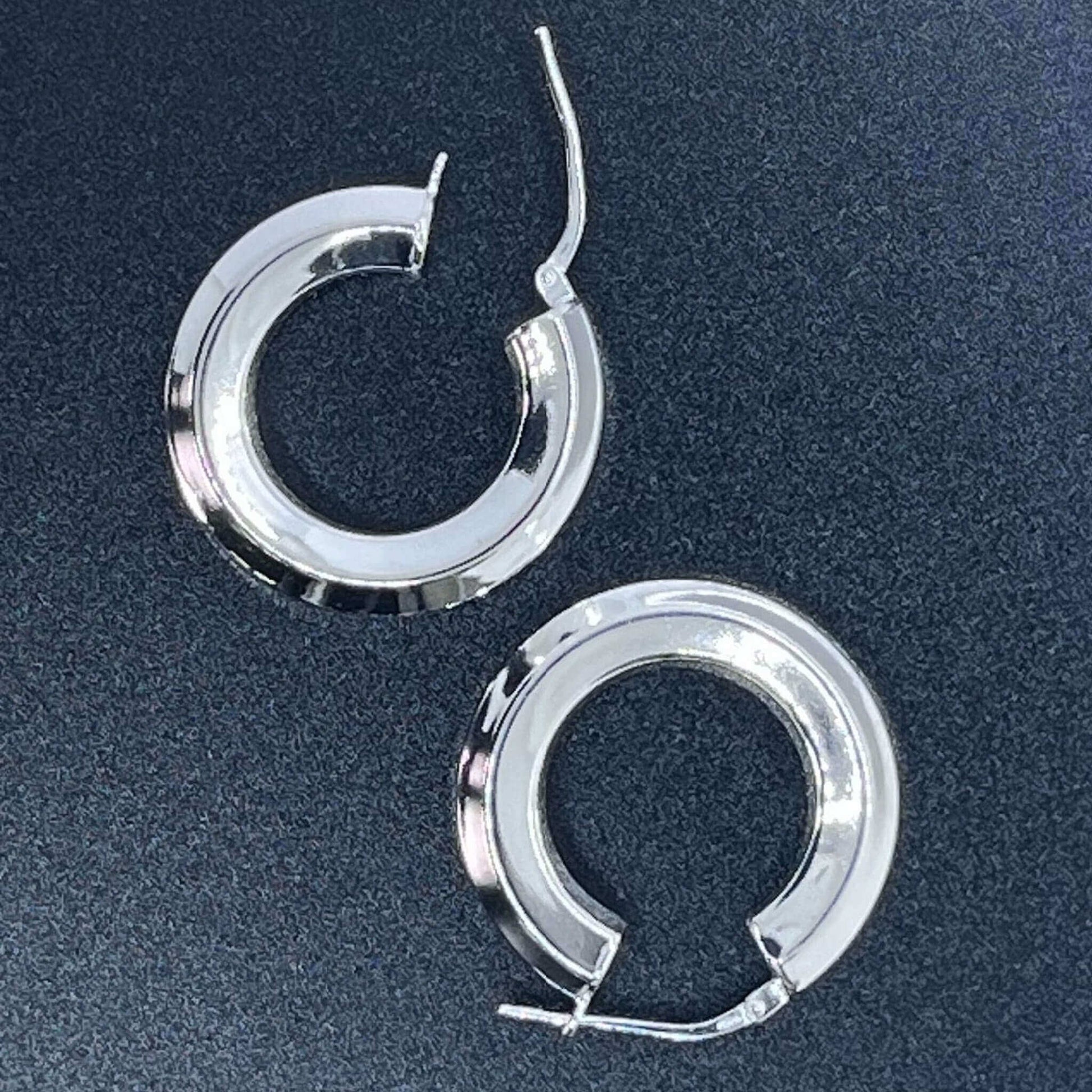 Hexagonal Chunky Sterling Silver Hoop Earrings