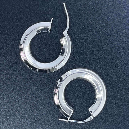 Hexagonal Chunky Sterling Silver Hoop Earrings
