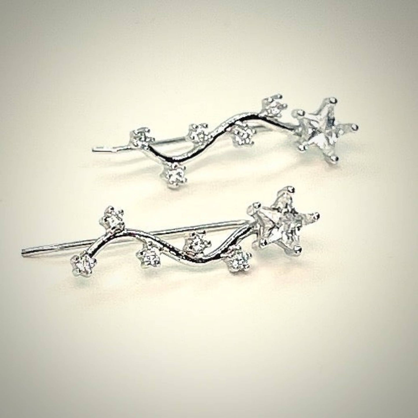 Star Ear Climber Earrings Sterling Silver 925