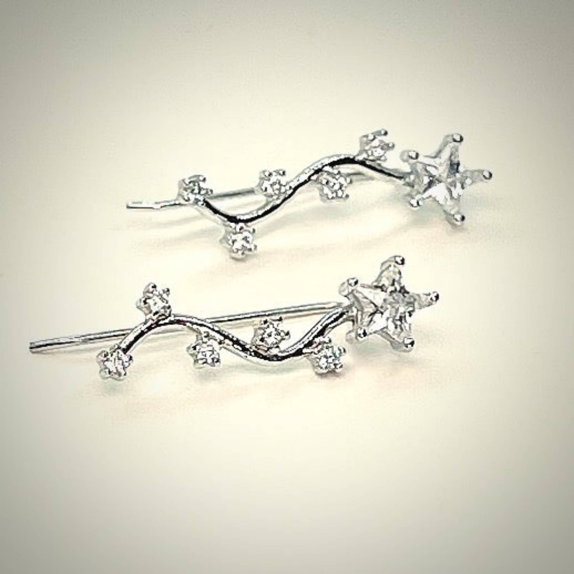 Star Ear Climber Earrings Sterling Silver 925