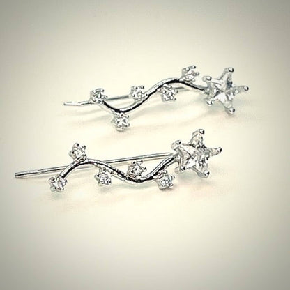 Star Ear Climber Earrings Sterling Silver 925