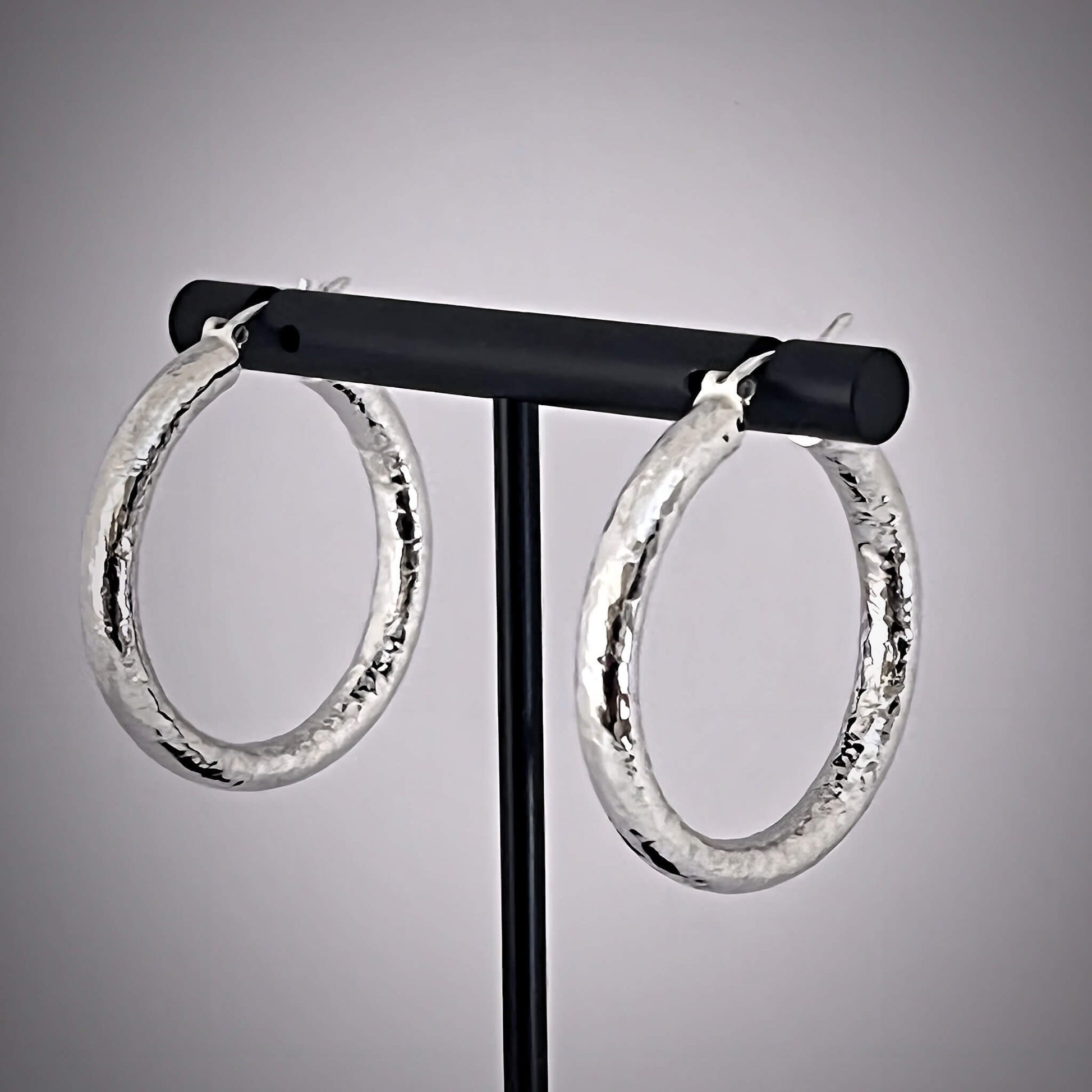 Hammered Sterling Silver 925 Creole Hoop Earrings